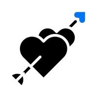 icono de flecha azul sólido estilo negro ilustración de San Valentín elemento vectorial y símbolo perfecto. vector
