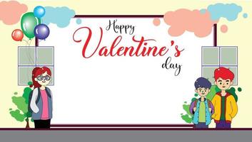 Valentine's day greeting cards with blank space areas and cartoon characters  Colorful backgrounds vector