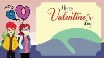 Valentine's day greeting cards with blank space areas and cartoon characters  Colorful backgrounds vector