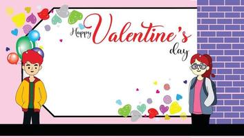 Valentine's day greeting cards with blank space areas and cartoon characters  Colorful backgrounds vector