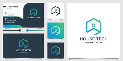 diseño de logotipo de casa con concepto de tecnología creativa