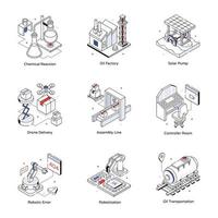 Pack of Engineering Elements Isometric Icons vector
