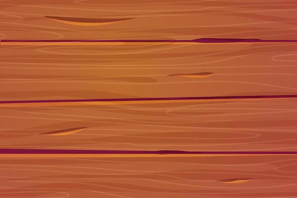 Wooden material, textured surface wood comic background in cartoon style. Wall, panel for game, ui design. Vector illustration