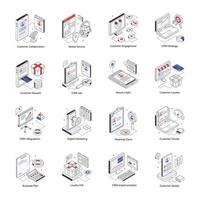 Trendy CRM Solutions Isometric Icons vector