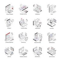 Set of CRM System Isometric Icons vector