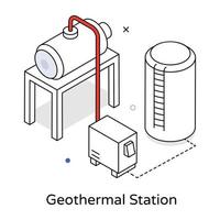 Trendy Geothermal Station vector