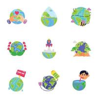 Set of 16 Ecosystem Flat Sticker Vectors