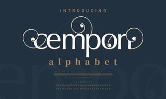 Cempon abstract Fashion font alphabet. Minimal modern urban fonts for logo, brand etc. Typography typeface uppercase lowercase and number. vector illustration