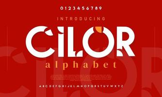 Cilor modern abstract digital alphabet font. Minimal technology typography, Creative urban sport fashion futuristic font and with numbers. vector illustration