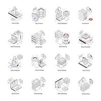 Pack of Database Isometric Icons vector