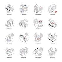 Pack of Database Isometric Icons vector