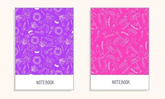 Cover for notebook in doodle style with Easter hand draw elements on light background. Vector illustration.