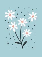 Greeting card with chamomile flowers vector