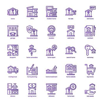 Real Assets icon pack for your website design, logo, app, and user interface. Real Assets icon basic line gradient design. Vector graphics illustration and editable stroke.