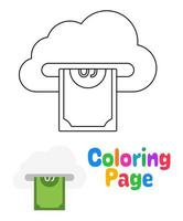 Coloring page with Cloud Money for kids vector