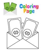 Coloring page with Financial Mail for kids vector