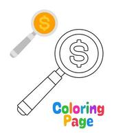 Coloring page with Search Money for kids vector