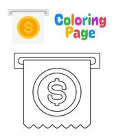 Coloring page with Invoice for kids vector