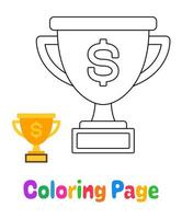 Coloring page with Prize Money for kids vector
