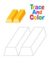 Gold tracing worksheet for kids vector