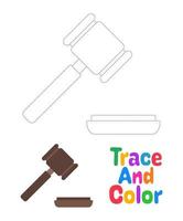 Bidding Hammer tracing worksheet for kids vector