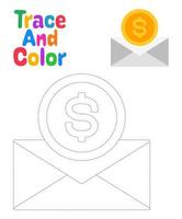 Financial Mail tracing worksheet for kids vector