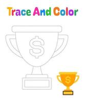 Prize Money tracing worksheet for kids vector