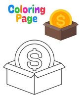 Coloring page with Money Box for kids vector