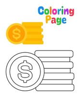Coloring page with Money for kids vector