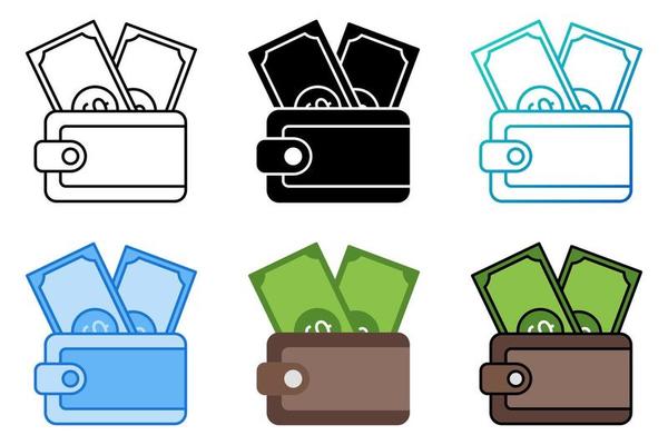 Cash Wallet in flat style isolated