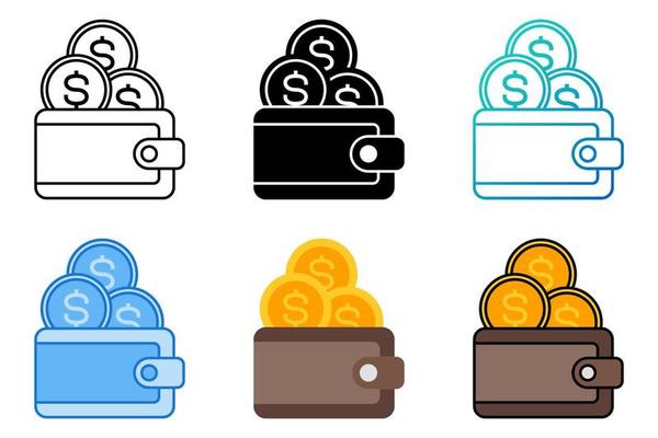 Cash Wallet in flat style isolated