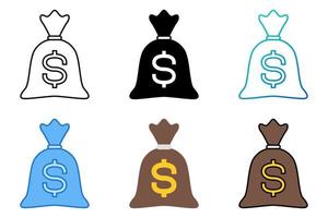 Money Sack in flat style isolated vector