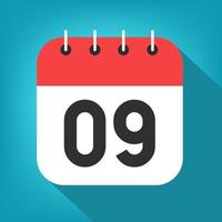 Calendar day 8. Number eight on a white paper with red border on blue background vector. vector