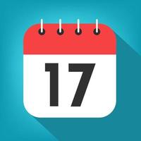 Calendar day 17. Number seventeen on a white paper with red border on blue background vector. vector