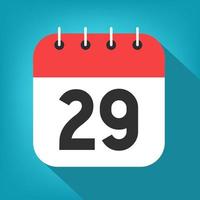 Calendar day 29. Number twenty-nine on a white paper with red border on blue background vector. vector