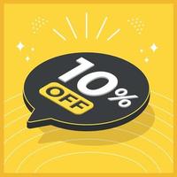 10 percent off. 3D floating balloon with promotion for sales on yellow background vector
