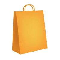 vector de bolsa de compras amarilla en fondo blanco