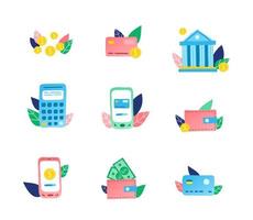 conjunto de iconos de transacciones de dinero. vector
