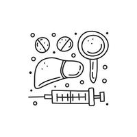 Group of doodle outline medical icons. vector