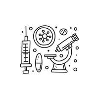 Groups of doodle outline medical icons. vector