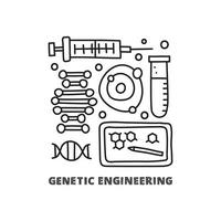 Group of doodle genetic engineering icons. vector