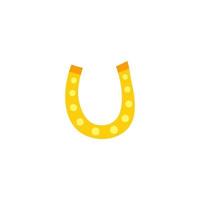 Doodle golden horseshoe icon. vector