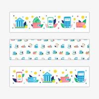 Banners with money transaction icons. vector