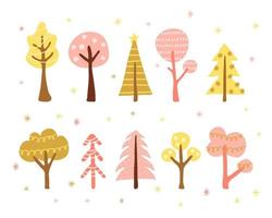 Set of Scandinavian doodle trees. vector