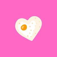 garabato huevo frito en forma de corazón. vector
