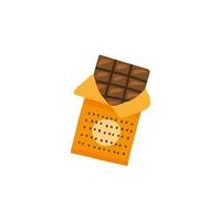 Doodle opened chocolate bar. vector