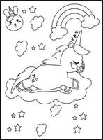 Cute Kawaii Unicorn Coloring Pages vector