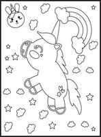 Cute Kawaii Unicorn Coloring Pages vector