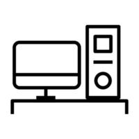 línea de icono de pc de escritorio aislada sobre fondo blanco. icono negro plano y delgado en el estilo de contorno moderno. símbolo lineal y trazo editable. ilustración de vector de trazo simple y perfecto de píxeles