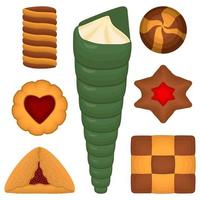 Big set homemade cookie different taste in pastry biscuit vector